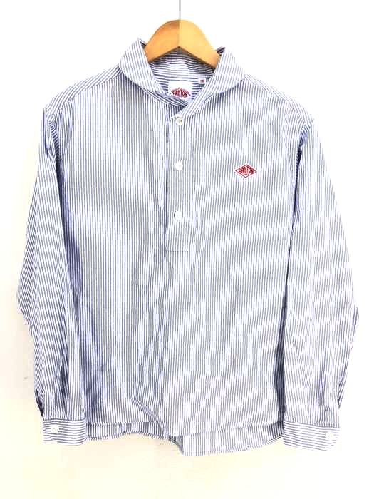 DANTON（ダントン） ストライプ プルオーバーシャツ 長袖 ロングスリーブ メンズ トップス