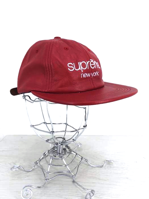 Supreme(シュプリーム) Leather Classic Logo 6 Panel Cap メンズ 帽子