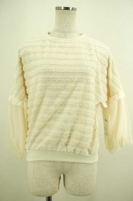 Flower （フラワー） 14AW チュール切替ラメボーダーニットトップス レディース トップス