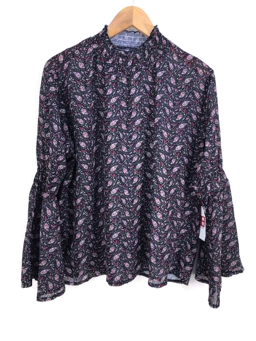 merlot(メルロー) 総柄シャーリングブラウス レディース トップス