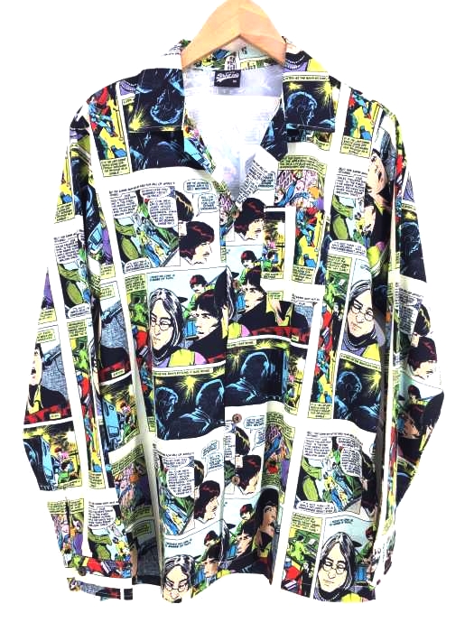 USED古着（ユーズドフルギ） VINTAGE SHIRT140 アメコミ 長袖オープンカラーシャツ メンズ トップス