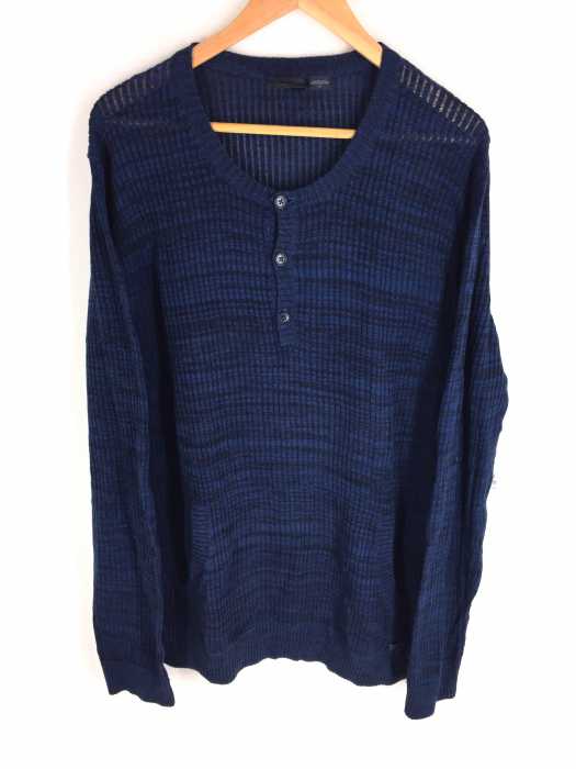 ARMANI EXCHANGE（アルマーニエクスチェンジ） コットンニット ヘンリーネック カンガルーポケット メンズ トップス