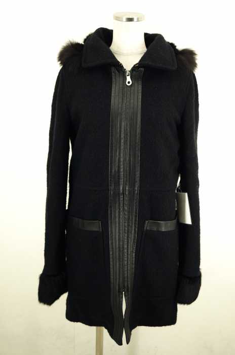 UNITED ARROWS style for living （ユナイテッドアローズスタイルフォーリビング） リアルコンビファーライナー付フーデットラムレザー切替ジップウールコート レディース アウター