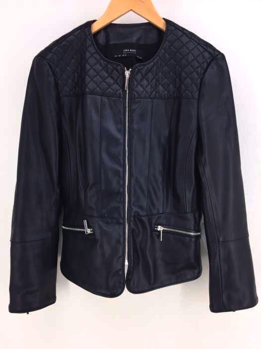 ZARA BASIC（ザラベーシック） FAUX LEATHER PEPLUM BIKER JACKET フェイクレザージャケット レディース アウター
