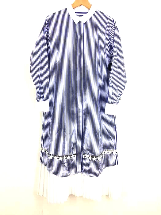 MUVEIL（ミュベール） 19SS 裾プリーツストライプシャツワンピース レディース ワンピース
