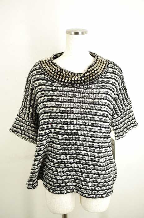 ZARA trafaluc（ザラトラファルック） スタッズ付コットンニット半袖プルオーバー レディース トップス