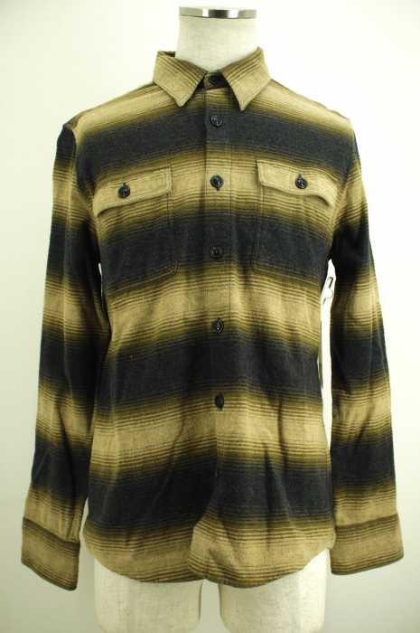 291295＝HOMME （291295オム） ボーダー柄ネルシャツ メンズ トップス