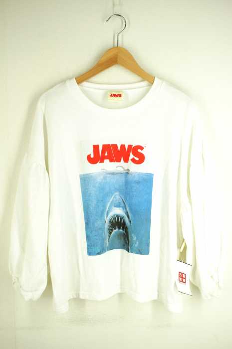 E hyphen world gallery(イーハイフンワールドギャラリー) JAWS プリントスウェット アメリカンムービークロップドプルオーバー レディース トップス