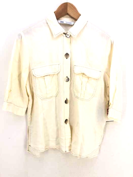 ZARA(ザラ) コットンリネンボタンシャツ レディース トップス