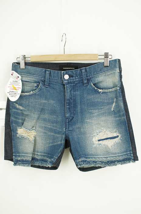 PHENOMENON (フェノメノン) MIX DAMEGE FANIM SHORT ダメージ加工デニムショーツ メンズ パンツ