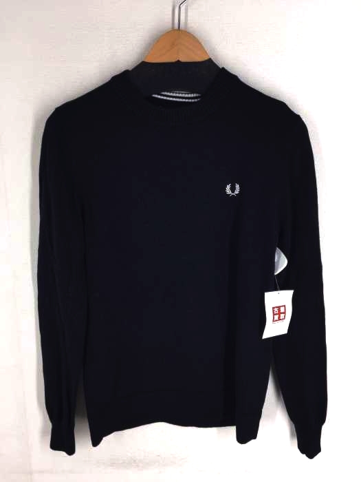 FRED PERRY（フレッドペリー） Crew Neck Knit ワンポイント刺繍 ウール クルーネックニット レディース トップス