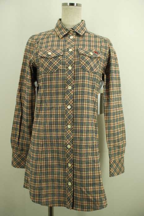 BURBERRY BLUE LABEL（バーバリーブルーレーベル） ロゴ刺繍入りノバチェック柄シャツワンピース レディース ワンピース