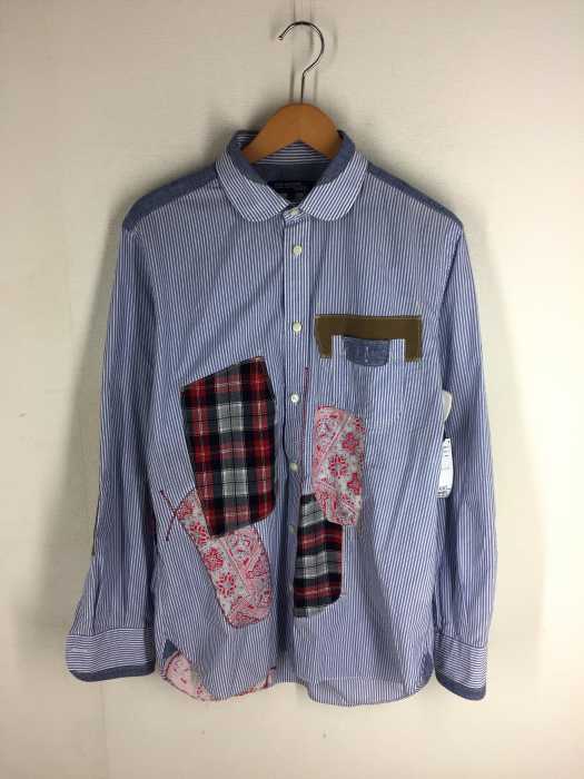 JUNYA WATANABE COMME des GARCONS MAN(ジュンヤワタナベコムデギャルソンマン) AD2011 コットン ストライプパッチワーク長袖シャツ メンズ トップス