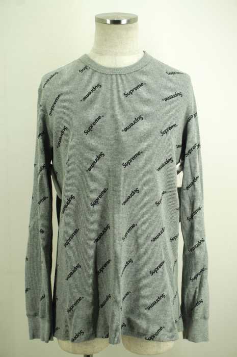 Supreme （シュプリーム） 15FW Logo Waffle Thermal ロゴプリントワッフルカットソー メンズ トップス