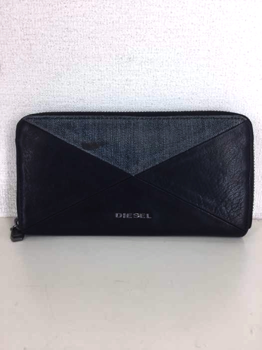 DIESEL デニム レザー 長財布 ディーゼル/DIESEL】デニム/レザー ラウンドジップ 長財布