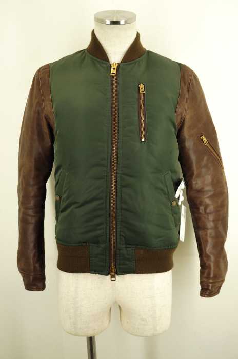 JAMARICO （） 13AW ラムレザー切替ダウンMA-1ジャケット メンズ 