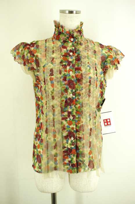 Lois CRAYON （ロイスクレヨン） スタンドカラー花柄シフォンシャツ レディース トップス