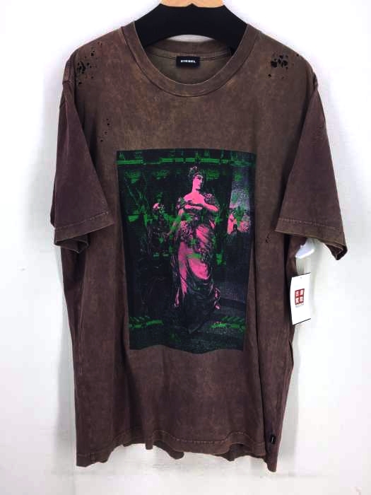 DIESEL（ディーゼル） ダメージ加工 クルーネックプリントTシャツ メンズ トップス