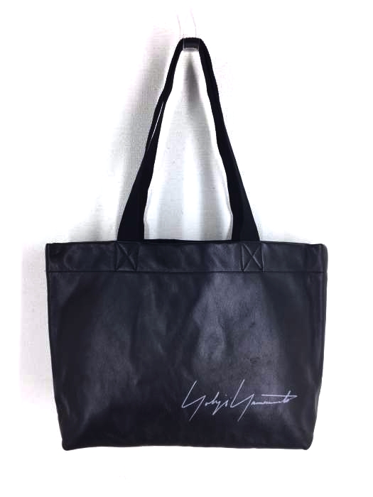 Yohji Yamamoto（ヨウジヤマモト） シグネチャーロゴプリントカウレザートートバッグ メンズ バッグ