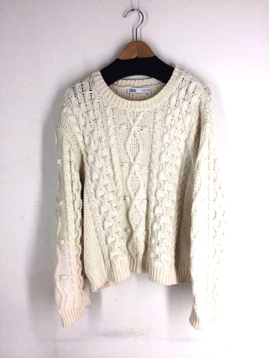ZARA（ザラ） クルーネック ローゲージケーブルニット レディース トップス