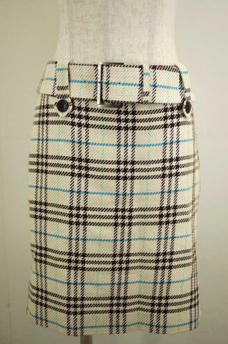 BURBERRY LONDON BLUE LABEL （バーバリーロンドンブルーレーベル） ベルト付チェック柄コットンタイトスカート レディース スカート