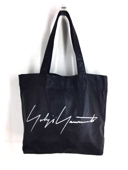Yohji Yamamoto（ヨウジヤマモト） シグネチャーロゴプリントカウレザートートバッグ メンズ バッグ