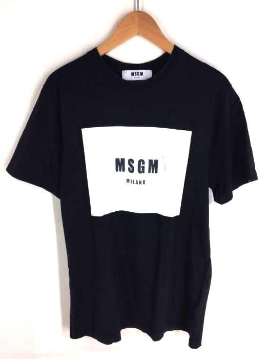 MSGM(エムエスジーエム) フロントボックスロゴ クルーネックカットソー メンズ トップス