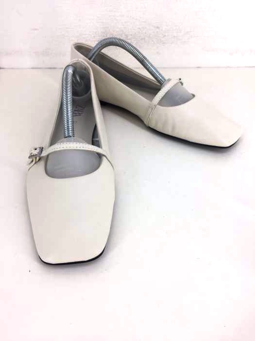 ZARA（ザラ） スクエアトゥレザーバレリーナシューズ レディース シューズ