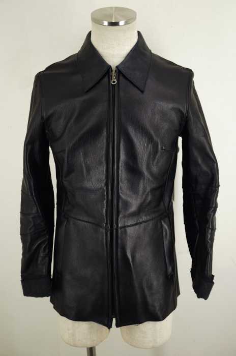 美品 伊製 ザノベッティ ZANOBETTI 羊革 レザージャケット イタリア王室御用達 Lサイズ ブラック ♦️ZANOBETTI♦️（ザノベッティー）レザージャケット