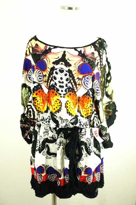 Desigual (デシグアル) ウエストリボン蝶柄ドルマンワンピース レディース ワンピース