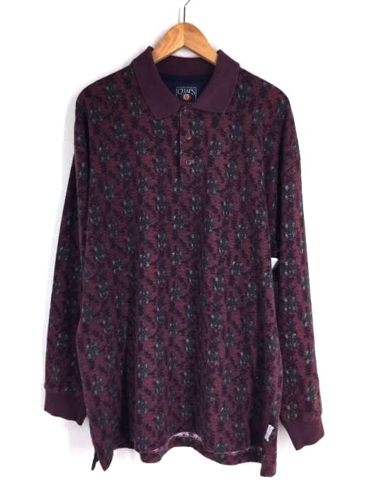 CHAPS RALPH LAUREN(チャップスラルフローレン) 総柄 ロングスリーブポロシャツ メンズ トップス