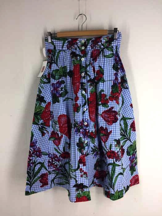 ZARA WOMAN（ザラ ウーマン） ギンガムチェック×フラワープリント ボタンアッフレアススカート レディース スカート