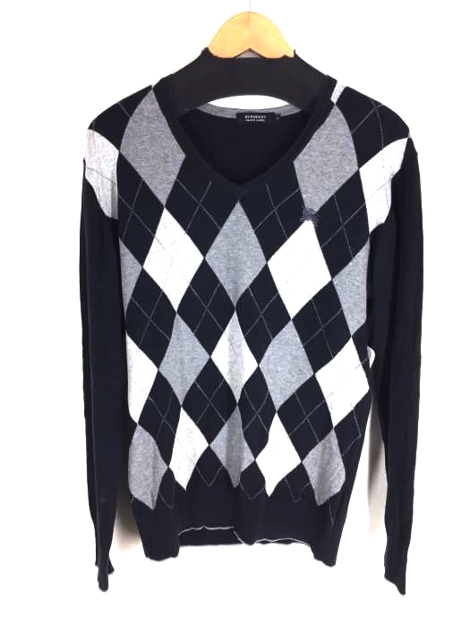 BURBERRY BLACK LABEL（バーバリーブラックレーベル） アーガイル柄コットンニット メンズ トップス