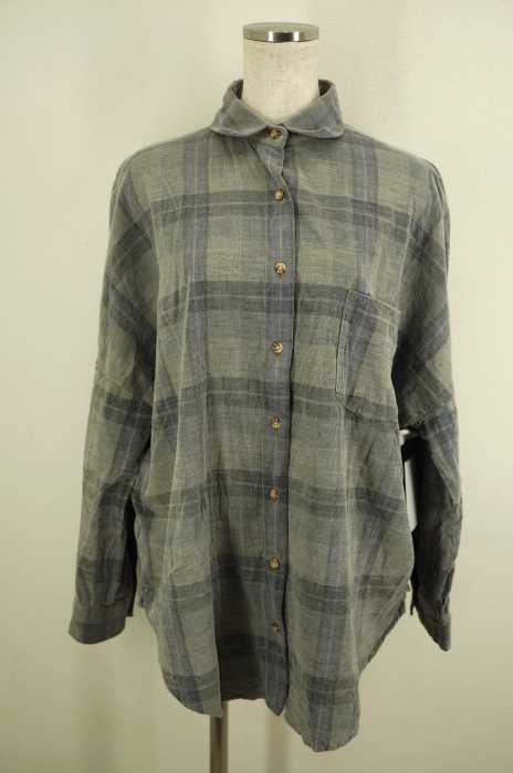 p;kuku BY DOUBLE STANDARD CLOTHING （） ワイドチェックボタンシャツワンピース レディース トップス