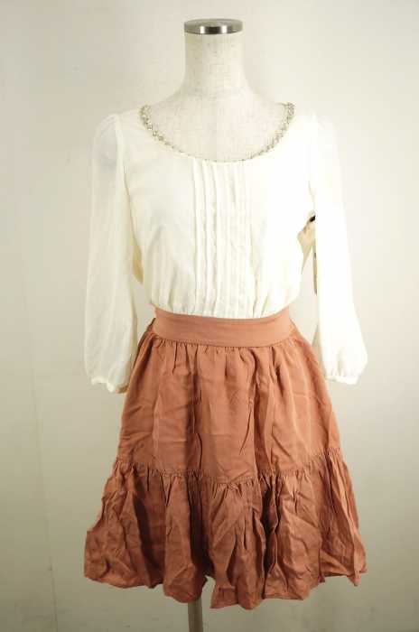 CECIL McBEE (セシルマクビー) ビーズ付きシフォン切替ワンピース レディース ワンピース