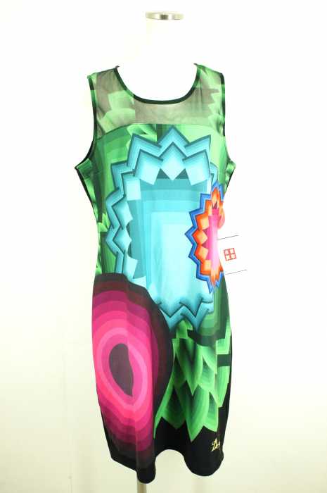 Desigual （デシグアル） CHEEVER 異素材切替総柄ワンピース レディース ワンピース