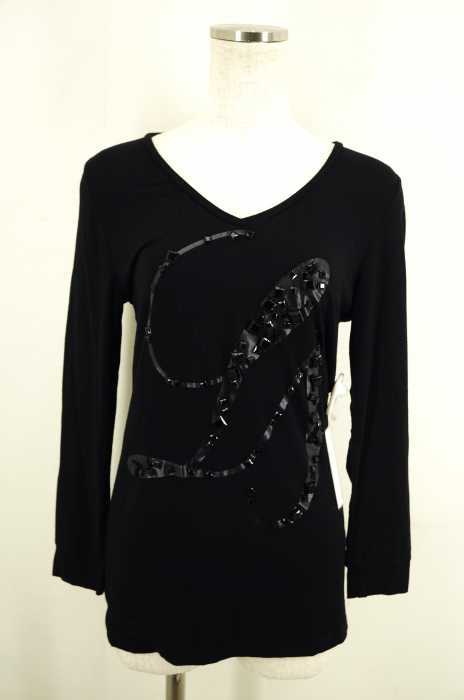 Le souk（ルスーク） Vネックビジュー付プリントカットソー レディース トップス