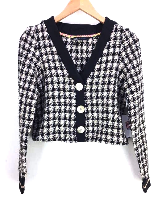 ZARA（ザラ） チェッククロップドカーディガン レディース トップス