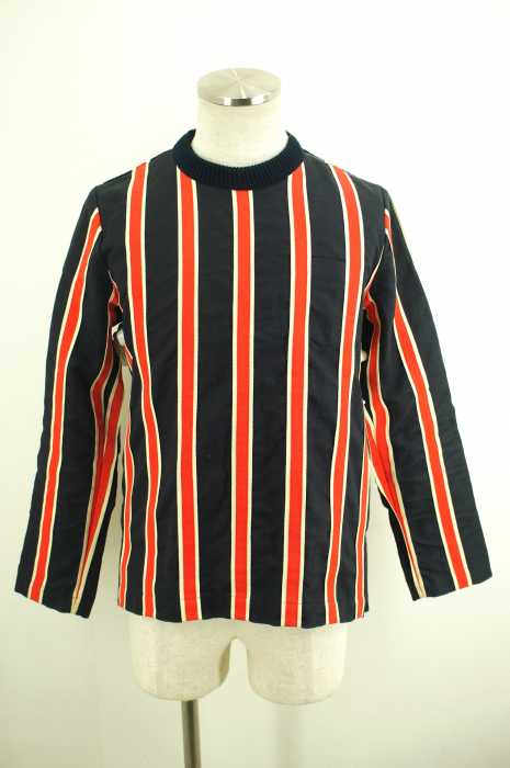 Sacai（サカイ） リネン混ニット切り替えストライププルオーバー メンズ トップス