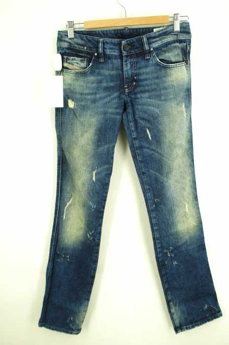 DIESEL （ディーゼル） LHELA　ダメージ加工ストレートデニムパンツ レディース パンツ