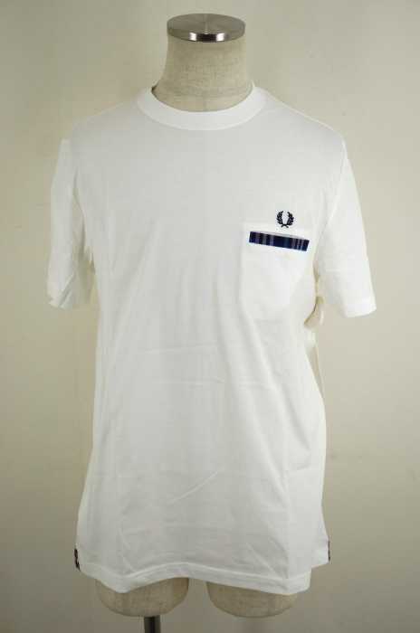 FRED PERRY （フレッドペリー） クルーネックロゴ刺繍チェック切替ポケットTシャツ メンズ トップス