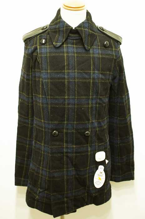 ZAMBESI （） エポレットレザーチェック柄ウールコート メンズ アウター
