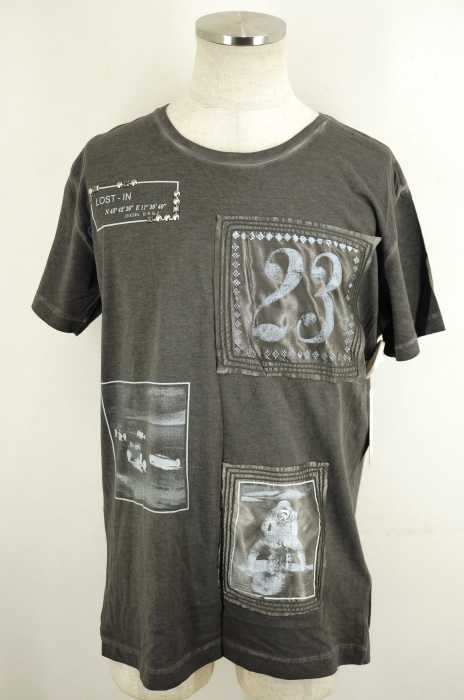 DIESEL （ディーゼル） ヴィンテージ加工スタッズ付パッチTシャツ メンズ トップス