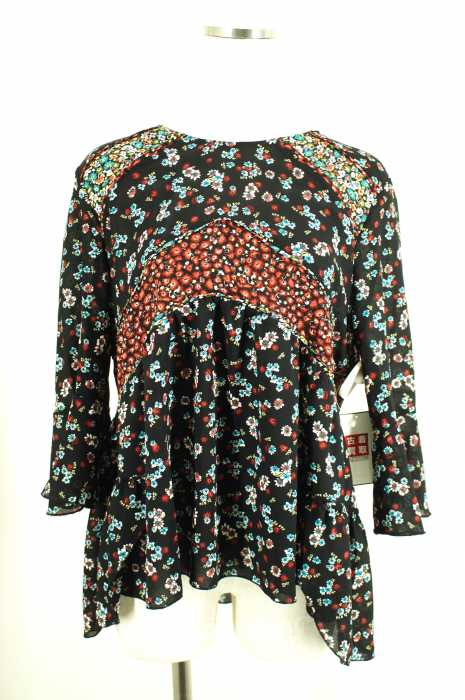 ZARA (ザラ) ベルスリーブ花柄切替シフォンブラウス レディース トップス