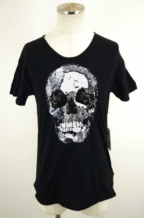 ZARA MAN （ザラマン） クルーネックスカルスパンコールTシャツ メンズ トップス