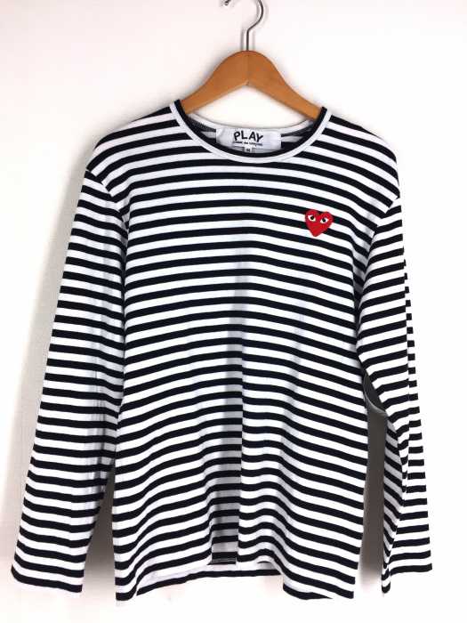 PLAY COMME des GARCONS（プレイコムデギャルソン） AD2015 L/S TEE ハートワッペンボーダーカットソー メンズ トップス
