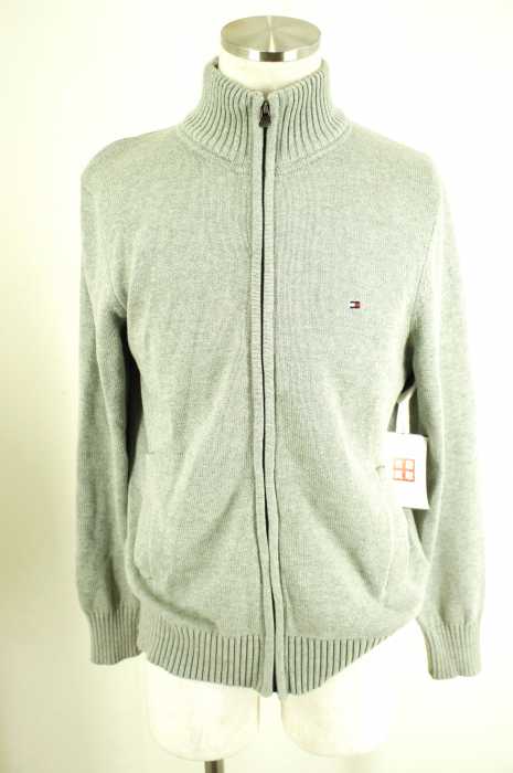 TOMMY HILFIGER （トミーヒルフィガー） フェイクレザー使いニットブルゾン メンズ トップス