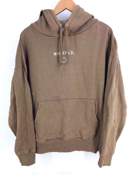 MILKFED.（ミルクフェド） K LINE HEART BIG SWEAT HOODIE 裏起毛 ライン ハート ビッグ スウェット フーディ レディース トップス