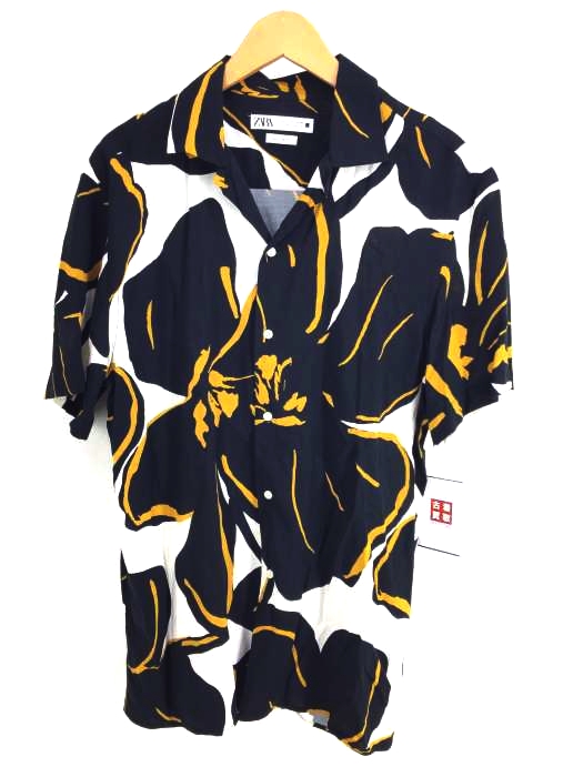 ZARA(ザラ) 総柄 レーヨン オープンカラーシャツ メンズ トップス