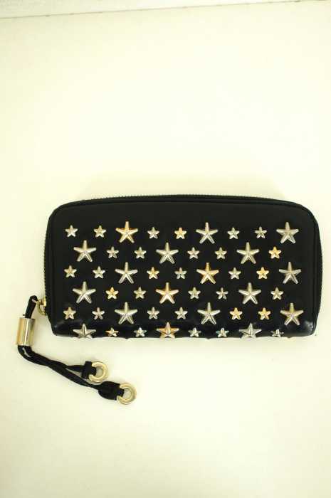 JIMMY CHOO （ジミーチュウ） Filipa パテントレザースタースタッズウォレット ラウンドジップ長財布 レディース ファッション雑貨
